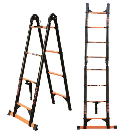 Carbon Steel Hinged Double Sided Telescopic Ladder
