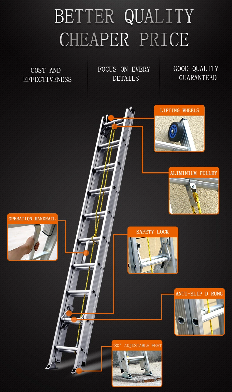 6m to 12m Aluminum&Aluminium Telescopic&Extension Firefighting Rope Ladder with 2*20step