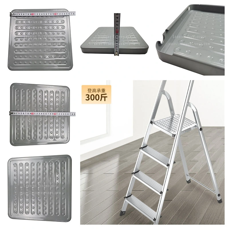 Aluminum Folding Household Ladder with Steel Platform and Plastic Parts